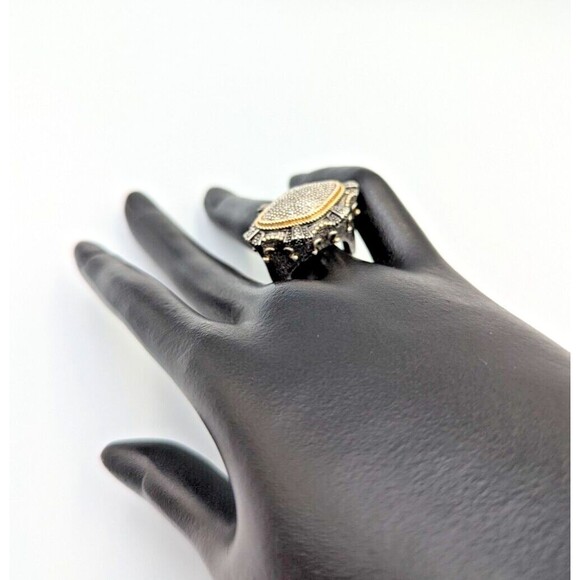 Elizabeth Adams Collection Sterling Silver 925 Pave Diamonds Statement Ring Sz 6 - Picture 11 of 16